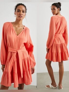 Rails Aureta Dress in Organic Cotton in Papaya size Small